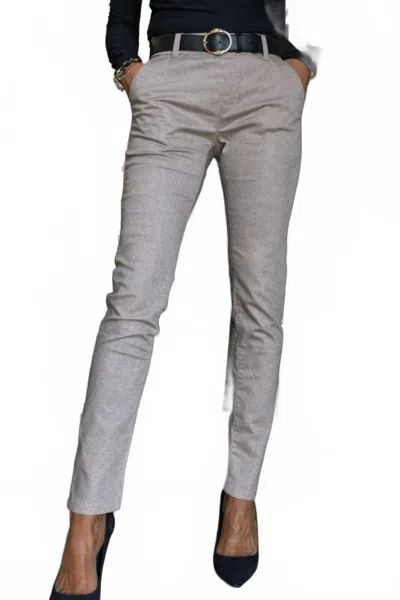 Bevy-flog Dafna Checkered Pants In Beige/brown In Gray