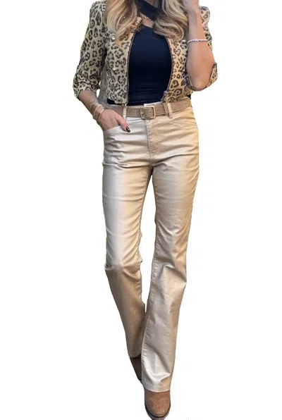 Bevy-flog Novel Vegan Pant In Beige Gold In Brown
