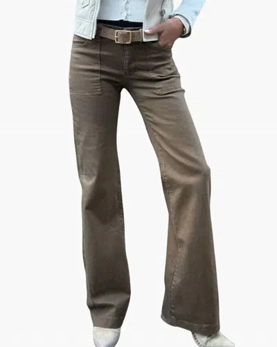 Bevy-flog Romi Flared Leg Pant In Washed Brown In Green