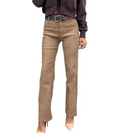 Bevy-flog Tami Velvet Suede Feel Pants In Camel In Brown