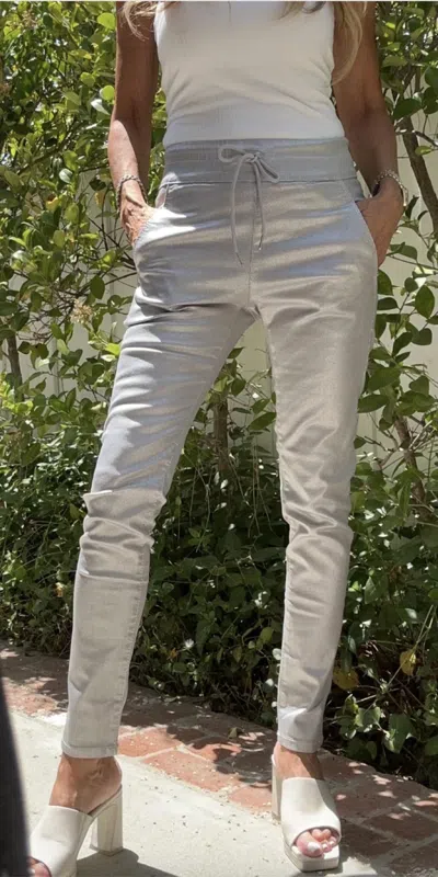 Bevy-flog Women's Shelly Skinny Pants In Silver Heringbone In Grey