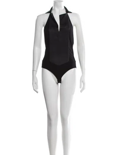 Pre-owned Bevza Bamboo Halterneck Bodysuit In Black