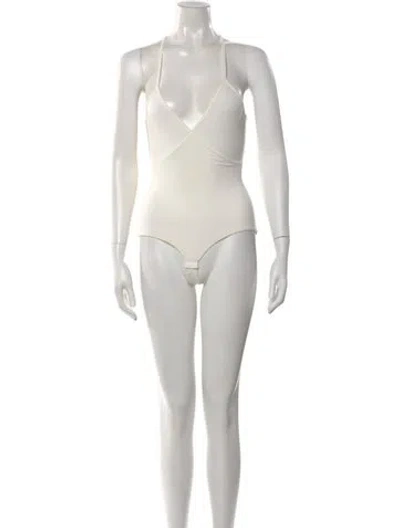 Pre-owned Bevza Bamboo Halterneck Bodysuit In White
