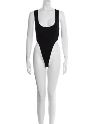 Pre-owned Bevza Bamboo Scoop Neck Bodysuit In Black