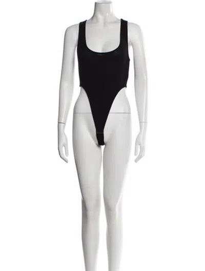 Pre-owned Bevza Bamboo Scoop Neck Bodysuit In Black