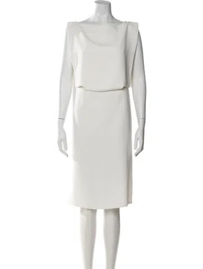 Pre-owned Bevza Bateau Neckline Knee-length Dress In White