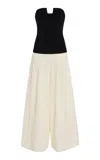 Bevza Carolyn Strapless Silk Wide-leg Jumpsuit