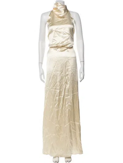Pre-owned Bevza Cowl Neck Long Dress W/ Tags In Yellow