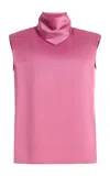 Bevza Exclusive Hustka Satin Scarf-neck Top In Pink