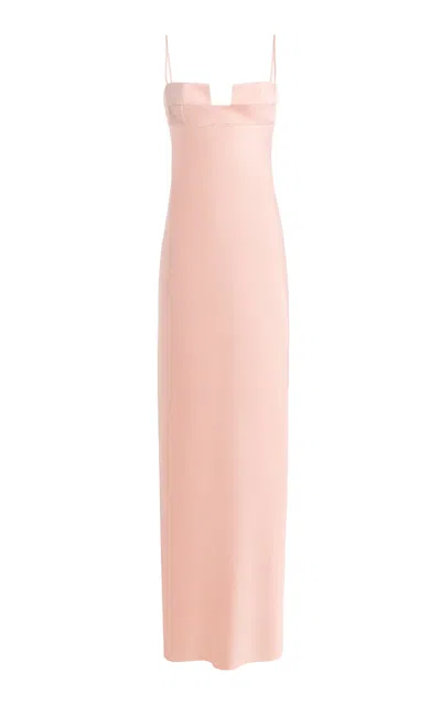 Bevza Exclusive Square Bra Satin Maxi Dress In Pink