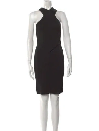 Pre-owned Bevza Halterneck Knee-length Dress In Black