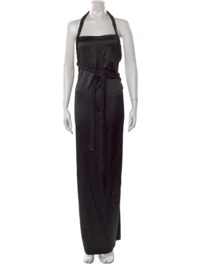 Pre-owned Bevza Halterneck Long Dress In Black