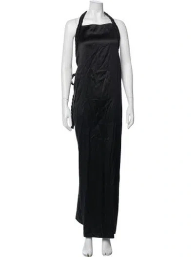 Pre-owned Bevza Halterneck Long Dress In Black
