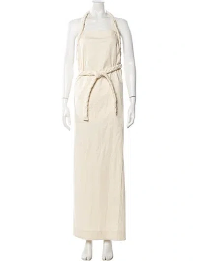 Pre-owned Bevza Halterneck Long Dress In Neutral