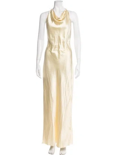 Pre-owned Bevza Halterneck Long Dress W/ Tags In Yellow