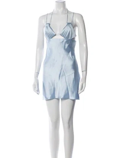 Pre-owned Bevza Halterneck Mini Dress In Blue