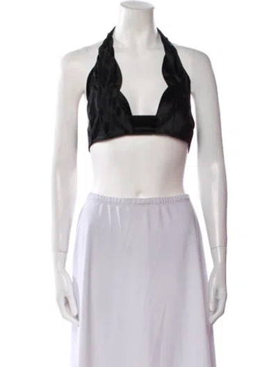 Pre-owned Bevza Halterneck Sleeveless Crop Top In White