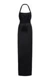 Bevza Kosa Rope-detailed Satin Maxi Halter Dress In Black