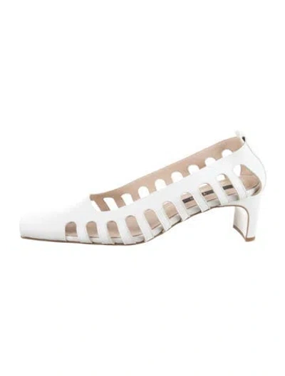 Pre-owned Bevza Leather Cutout Accent Pumps In White