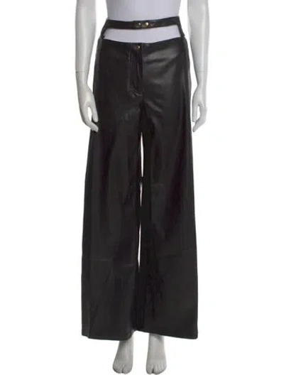 Pre-owned Bevza Leather Wide Leg Pants W/ Tags In Black