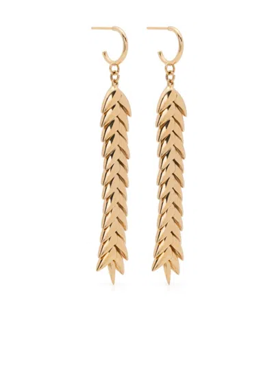 Bevza Long Spikelet Earrings In Gold