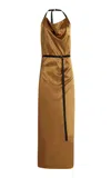 BEVZA SATIN MAXI APRON WRAP DRESS