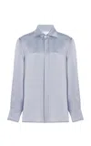 Bevza Office Satin Shirt In Blue