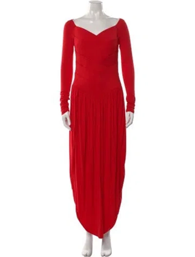Pre-owned Bevza Off-the-shoulder Long Dress In Red