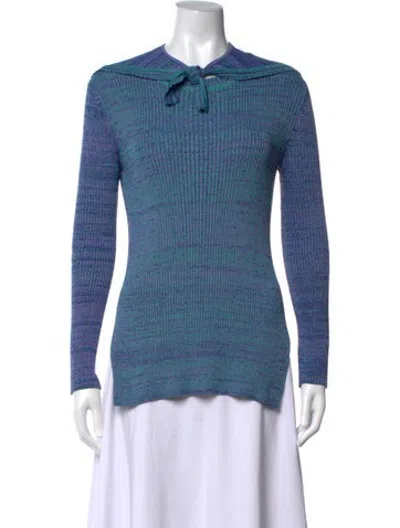 Pre-owned Bevza Patterned Crew Neck Top In Blue