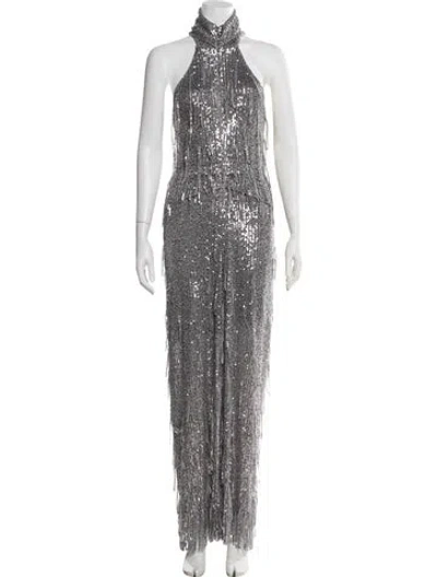 Pre-owned Bevza Patterned Long Dress In Gray