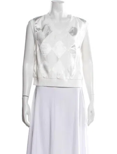 Pre-owned Bevza Patterned V-neck Top W/ Tags In White