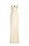 Bevza Satin Bustier Maxi Dress In White
