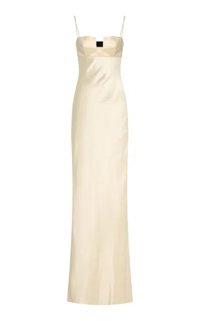 Bevza Satin Bustier Maxi Dress In White