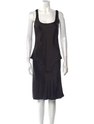 Pre-owned Bevza Scoop Neck Knee-length Dress In Black