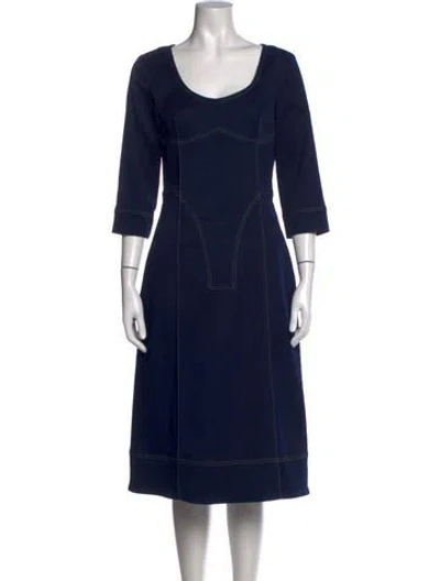 Pre-owned Bevza Scoop Neck Midi Length Dress In Blue