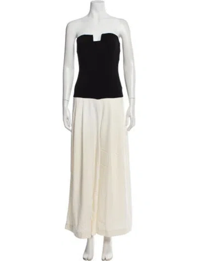 Pre-owned Bevza Silk Colorblock Pattern Jumpsuit In Neutral