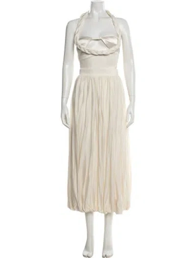 Pre-owned Bevza Silk Long Dress In Neutral