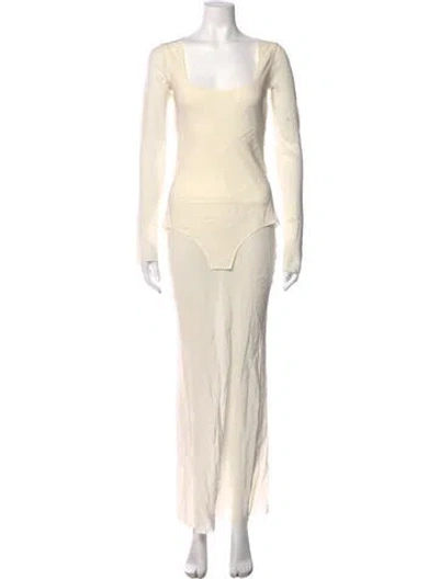 Pre-owned Bevza Silk Long Dress In Neutral