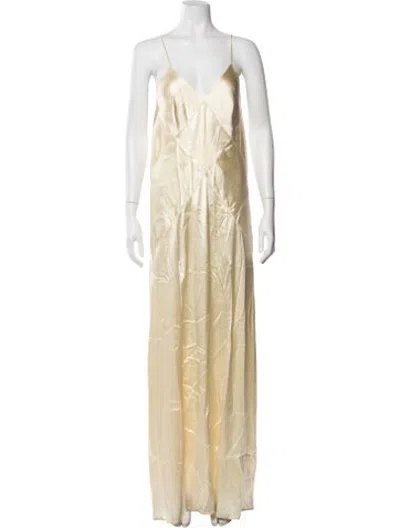 Pre-owned Bevza Silk Long Dress In Yellow