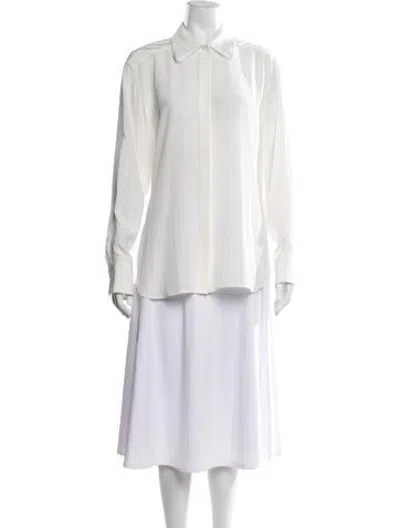 Pre-owned Bevza Silk Long Sleeve Top In White