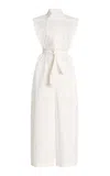 Bevza Square Cotton Jumpsuit In Ivory