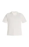 Bevza Square-neck Cotton Polo Shirt In White