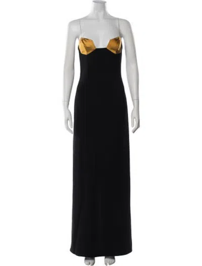 Pre-owned Bevza Square Neckline Long Dress In Black