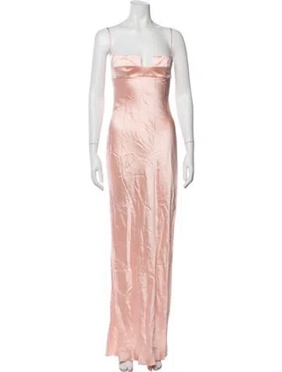Pre-owned Bevza Square Neckline Long Dress In Pink