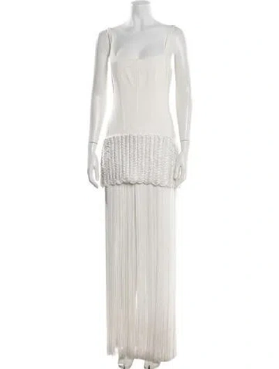 Pre-owned Bevza Square Neckline Long Dress In White