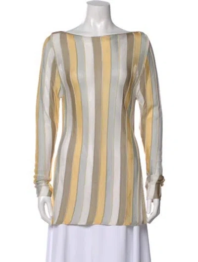 Pre-owned Bevza Striped Bateau Neckline Top In Neutral