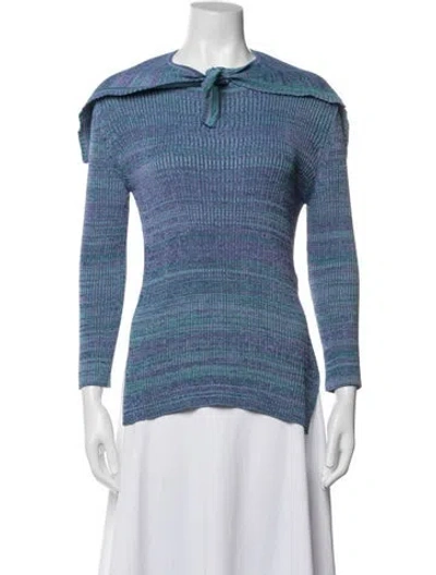 Pre-owned Bevza Striped Crew Neck Top In Blue