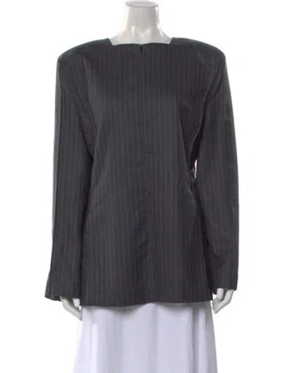 Pre-owned Bevza Striped Square Neckline Top W/ Tags In Gray