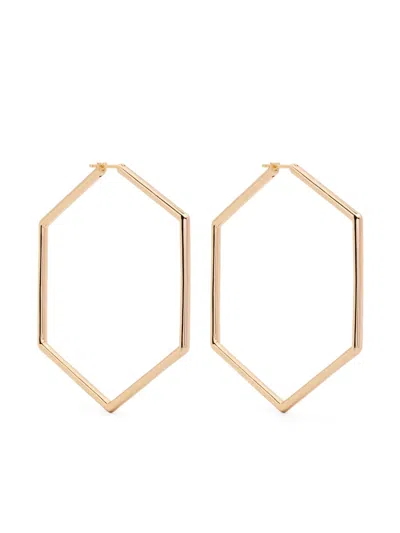 Bevza Thin Honeycomb Hoops In Gold