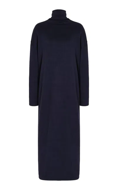 Bevza Turtleneck Maxi Dress In Navy